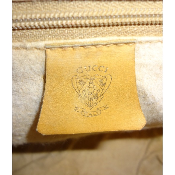 Vintage Gucci Monogram Bucket Bag Mustard Yellow Leather Drawstring Strap - Picture 11 of 12